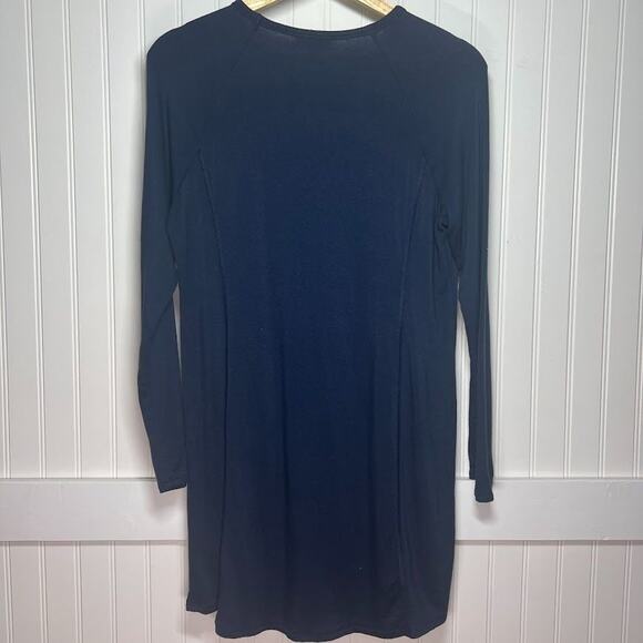 J. Jill Pure Jill Navy Blue Long Sleeve Tunic Top Size M Blouse Tee Stretch - Picture 3 of 8